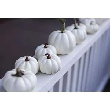 One Holiday Way 4.5-Inch Artificial White Pumpkins Wedding Decor Halloween Fall Table Decoration, 12 Piece Set - Autumn Harvest Rustic Country Farmhouse Decorative Tabletop Accents