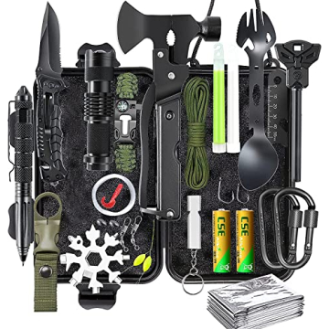 Survival Gear Kit, 21 in 1 Survival Gear and Equipment, Cool Top Gadgets Christmas Birthday Gifts fo...