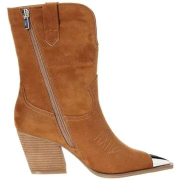 The Drop Women's Sandra Heeled Cowboy Boot Cognac, 13