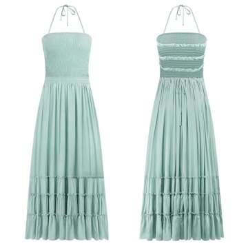 R.Vivimos Womens Summer Boho Sexy Backless Long Dresses (X-Large Sage Green)