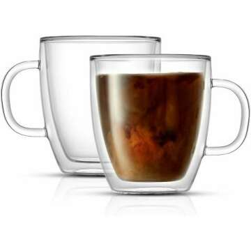 JoyJolt Savor Double Wall Insulated Glasses Set - 2 Coffee Mugs