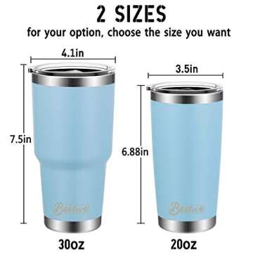 Bastwe 20oz and 30oz Stainless Steel Tumblers with Straws - Insulated Travel Mugs