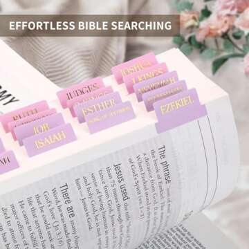 Bible Tabs for Women & Men, Laminated Bible Tabs for Study Bible, Large Print Bible Tabs for Easy Navigation, Bible Index Tabs, 66 Tabs Old & New Testament, Extra 9 Blank Tabs - Violet Ombre