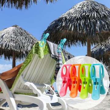 HiGift 8 Pack Beach Towel Clips for Beach Chairs, Large Pool Chair Clips for Towels-Cruise Essentials, Plastic Clothes Pins to Keep Towel from Blowing Away, Beach Accessories for Vacation Must Haves