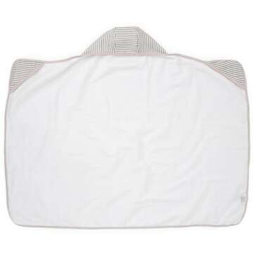 Little Unicorn Premium Hooded Bath Towel| Absorbent Cotton & Terry Blend | Larger Size, 1-6 Years (Grey Stripe)