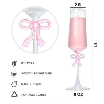 MAKERSLAND 8oz Champagne Glasses Set of 2, Lead-Free Ultra-Clear Crystal Flutes with Reinforced Stem...