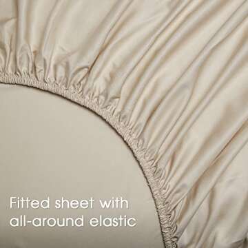 HYPREST King Size Bamboo Rayon Sheet Set - Deep Pocket Fits 18"-24" Mattress, Luxury Silky Soft Cooling Bed Sheets, Beige