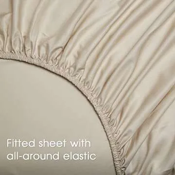 HYPREST King Size Bamboo Rayon Sheet Set - Deep Pocket Fits 18"-24" Mattress, Luxury Silky Soft Cooling Bed Sheets, Beige