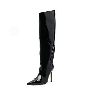 Arqa Metallic Boots Stylish High Stiletto Knee High Fashion