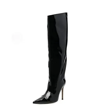 Arqa Metallic Boots Stylish High Stiletto Knee High Fashion
