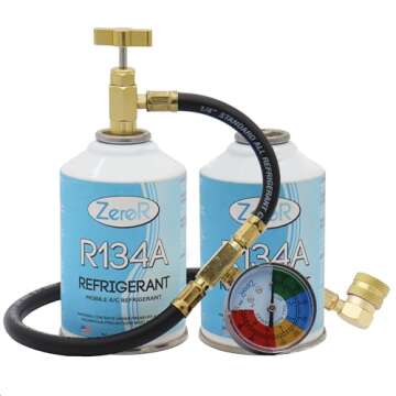 ZeroR AC Refrigerant Kit: 24oz R134a + Can Tap & Gauge - 2 Cans for Easy AC Recharging