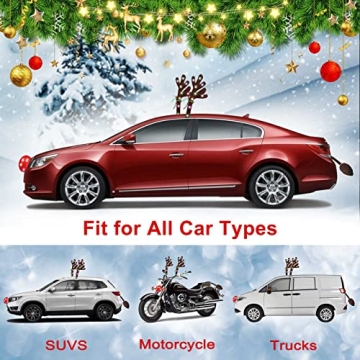 GlACBIUG Reindeer Antlers for Cars – LED Christmas Decor Kit