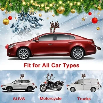 GlACBIUG Reindeer Antlers for Cars – LED Christmas Decor Kit