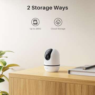 WUUK 4MP Indoor Security Camera, Pan Tilt Cam for Baby Monitor, Wi-Fi Home Security Pet Camera for Dog or Cat, Motion Detection & Tracking, Night Vision, 2-Way Audio, Compatible with Alexa & Google