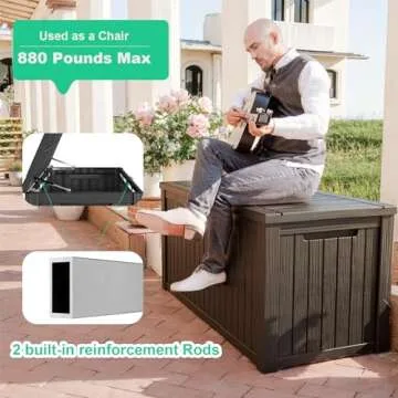 ROJIK Outdoor Storage Housing Deck Box - Waterproof Patio Furniture, Garden Tools, Cushions, Pool Ac...