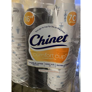 Chinet Comfort Disposable Coffee Cups 16 oz - 70 Count, Eco-Friendly & Leak-Proof