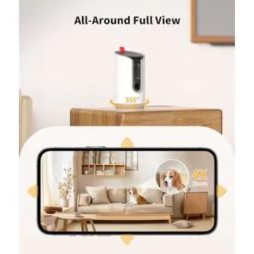 TKENPRO 2K Pet Camera Treat Dispenser, 360°View Dog Camera with Phone App, 5G&2.4G WiFi 2-Way Talk Pet Camera Indoor for Cats Remote Treat Tossing, Motion Alerts, Auto Tracking