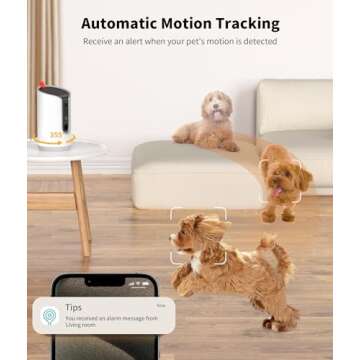 TKENPRO 2K Pet Camera Treat Dispenser, 360°View Dog Camera with Phone App, 5G&2.4G WiFi 2-Way Talk Pet Camera Indoor for Cats Remote Treat Tossing, Motion Alerts, Auto Tracking