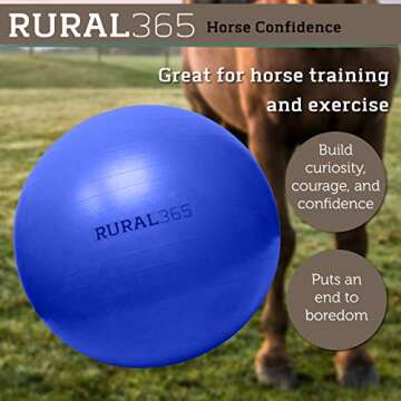 Rural365 Giant Blue Horse Ball Toy - 40in Anti-Burst Soccer Ball, Pump Included