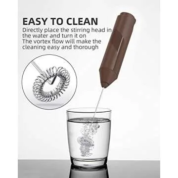 Rantizon Milk Frother Handheld, Hand Frother for Coffee, Stainless Steel Electric Milk Frother Whisk, Mini Drink Blender, Coffee Mixer and Foam Maker for Latte,Matcha,Cappuccino in Office Home,Brown