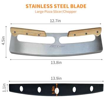 ALLTOP Pizza Cutter Rocker,Stainless Steel Blade Knife With Double Wooden Handle & Plastic Cover, La...