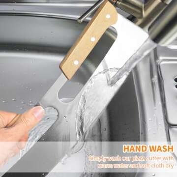 ALLTOP Pizza Cutter Rocker,Stainless Steel Blade Knife With Double Wooden Handle & Plastic Cover, Large Pizza Slicer/Chopper, Essential Kitchen Tool -14 In