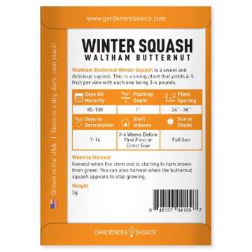 Waltham Butternut Squash Seeds – Non-GMO Winter Storage Vegetable Seeds for Home Gardening