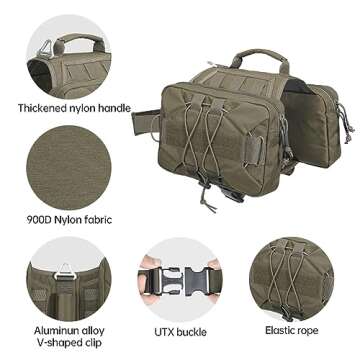 EXCELLENT ELITE SPANKER Dog Pack Hound Dog Saddle Bag Backpack for Travel Camping Hiking Medium & Large Dog with 2 Capacious Side Pockets(RGN-L)