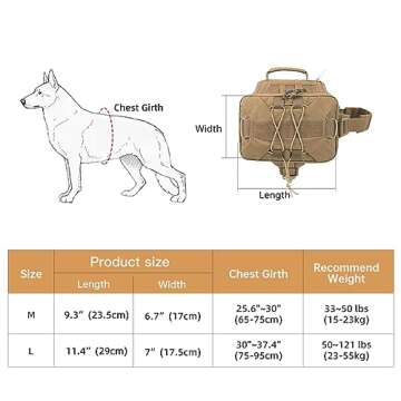 EXCELLENT ELITE SPANKER Dog Pack Hound Dog Saddle Bag Backpack for Travel Camping Hiking Medium & Large Dog with 2 Capacious Side Pockets(RGN-L)