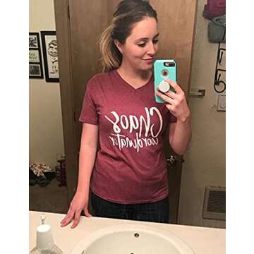 Chaos Coordinator T Shirt Women Funny Letter Print T-Shirt Tees Casual Loose V-Neck Short Sleeve Tops Blouse