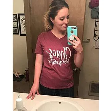 Chaos Coordinator T Shirt Women Funny Letter Print T-Shirt Tees Casual Loose V-Neck Short Sleeve Tops Blouse