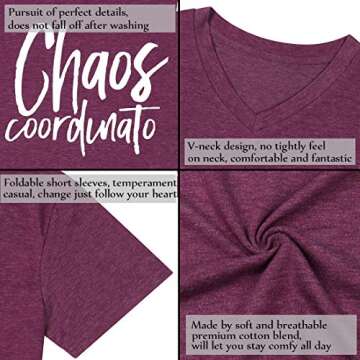 Chaos Coordinator T Shirt Women Funny Letter Print T-Shirt Tees Casual Loose V-Neck Short Sleeve Tops Blouse