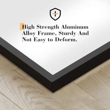 DUMOS Full Length Mirror with Stand, 59''×16'' Floor Mirror with Aluminum Alloy Frame for Bedroom, Standing Full Body Mirror with Shatter-Proof Glass for Wall, Living Room, Cloakroom, Rect-Black,