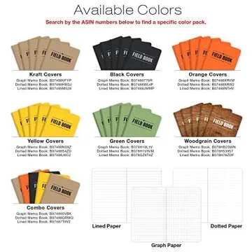 ELAN Publishing Company Publishing ELAN-FN-003A Field Notebook, 3.5" x 5.5", Lined Memo Book, Kraft