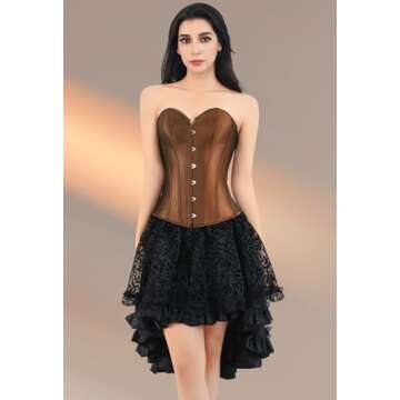 Elegant Brown Satin Corset for Women - Kranchungel