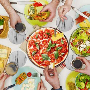 EAGMAK Set of 8 Coasters for Drinks, Absorbent Marble Style Ceramic Drink Coaster with Holder for Coffee Wooden Table Home Decor(Grey)