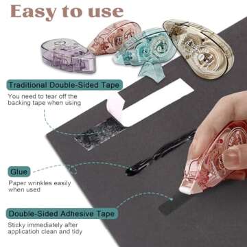 Total 4pcs Double Sided Adhesive Tape Roller for Crafts