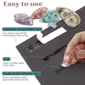 Total 4pcs Double Sided Adhesive Tape Roller for Crafts