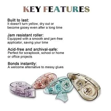 Total 4pcs Double Sided Adhesive Tape Roller for Crafts