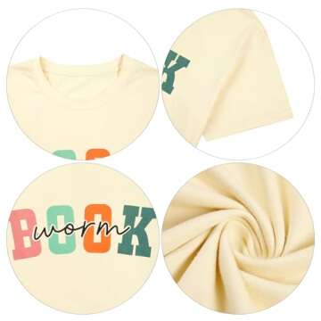 Book Lover Oversized Shirt Women: Bookworm T-Shirt Cute Book Letter Print Tshirt Casual Short Sleeve Tee Tops