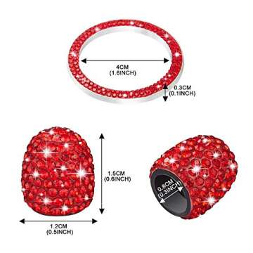 WINKA Rhinestone Universal Stem Covers with 1pcs Car Rhinestone Bling Sticker Emblem Ring for Car En...