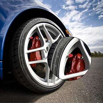 WINKA Rhinestone Universal Stem Covers with 1pcs Car Rhinestone Bling Sticker Emblem Ring for Car Engine Ignition Button Key Knobs Red