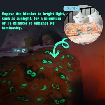 FORESTAR Glow in The Dark Blanket for Girls Boys, Halloween Christmas Birthday Gifts for Kids, Soft ...