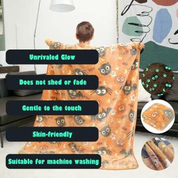 FORESTAR Glow in The Dark Blanket for Girls Boys, Halloween Christmas Birthday Gifts for Kids, Soft Warm Furry Throw Blanket, 50"×60"