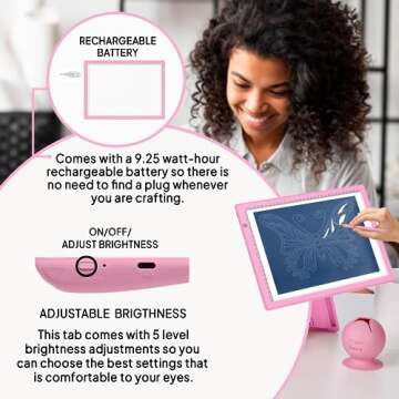 iVyne Rechargeable A4 Light Pad for Tracing & Weeding - LED Light Board for Weeding Vinyl - for Cricut Vinyl Weeding Tools - Ultra-Thin & Portable - Perfect for Artists & Crafters - Pink