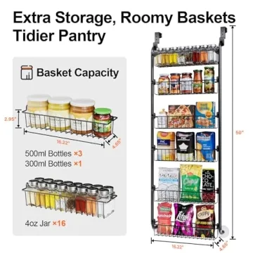 Delamu Over Door Pantry Organizer - Metal Storage Solution