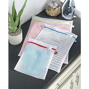 Whitmor Color Coded Zippered Mesh Wash Bags (3 Piece Set)