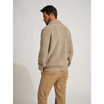 PJ PAUL JONES Mens Sweater Waffle Textured Mens Quarter Zip Pullover Knit Stylish Casual Holiday Swe...