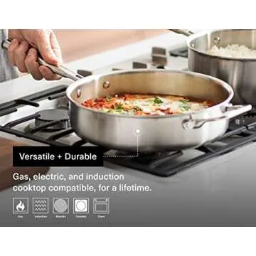 Misen 3 QT Stainless Steel Sauté Pan with Lid for All Cooking Types