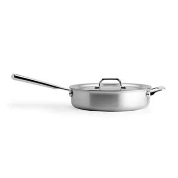 Misen 3 QT Stainless Steel Sauté Pan with Lid for All Cooking Types